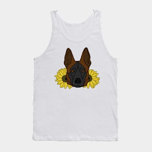 Red Fawn Shepherd/Malinois with Sunflowers Tank Top